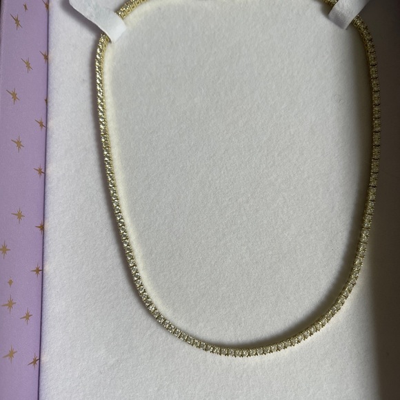 *SOLD* Baby Heiress Tennis Necklace 15" Gold|White Diamondettes - Picture 3 of 10
